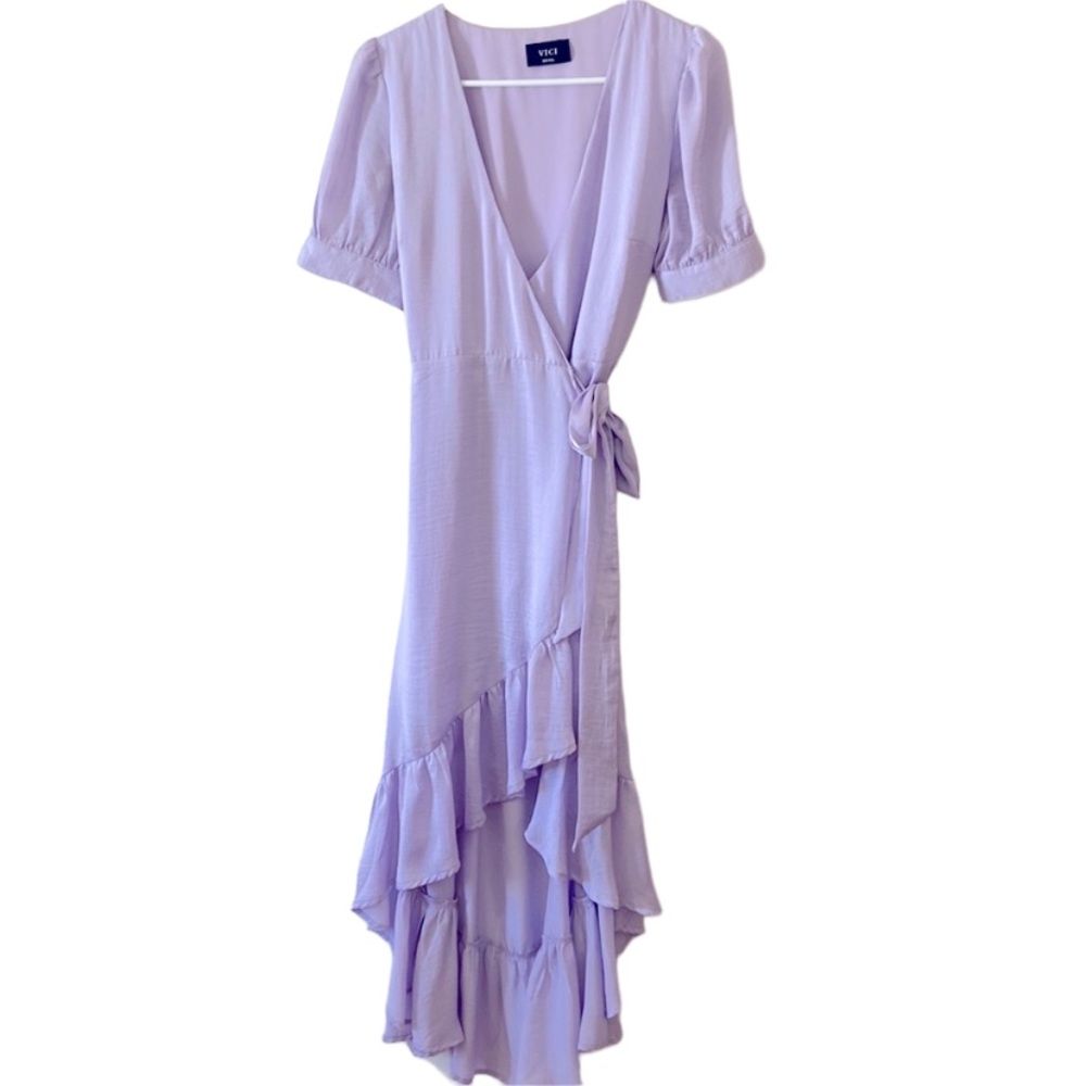 VICI Lavender wrap high low dress. VICI SIZE SMALL